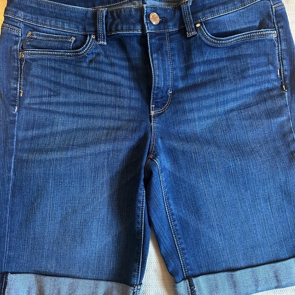 White House Black Market Blue Denim Bermuda Shorts  Size 8